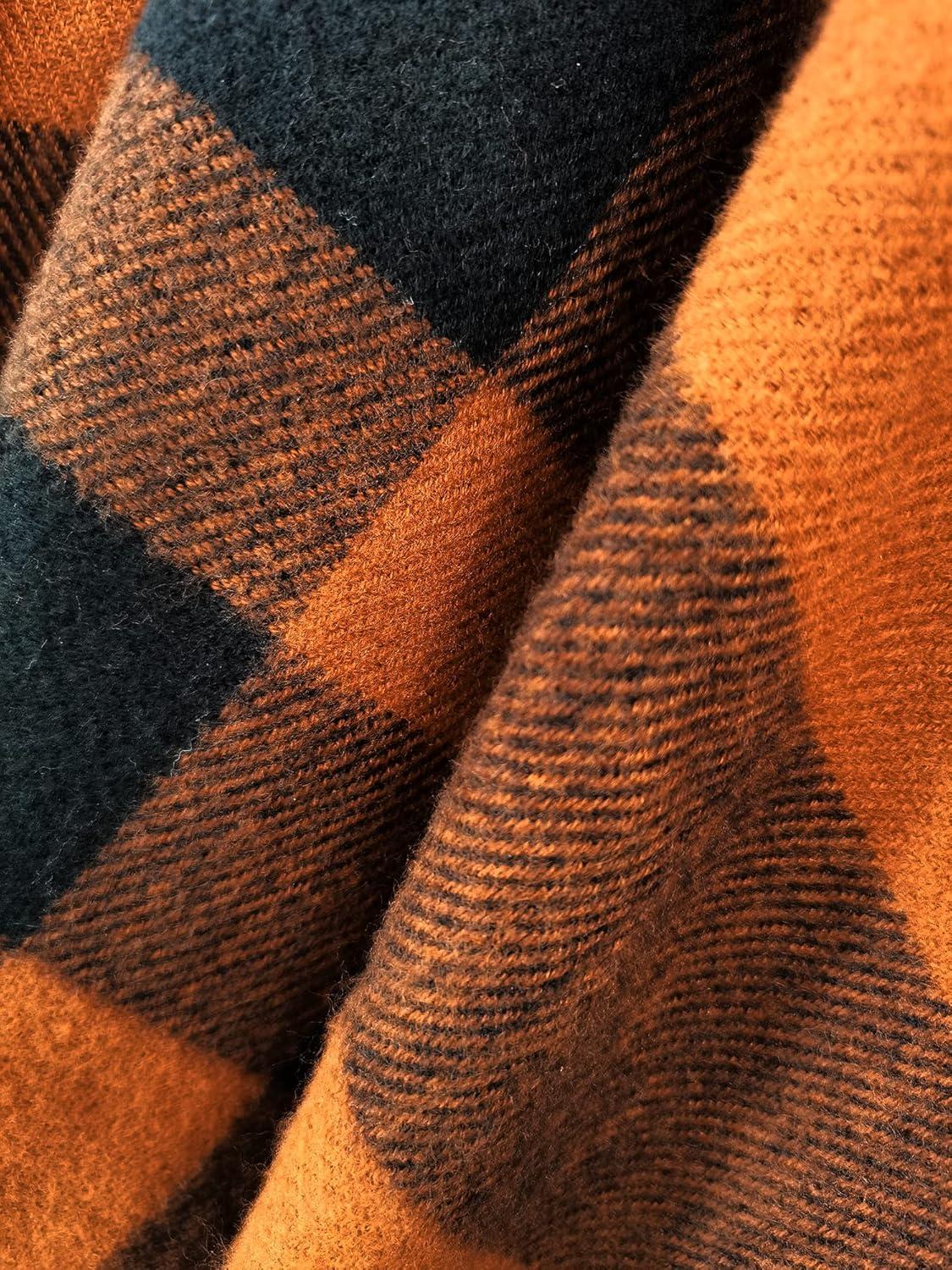 imageMoss Rose Womens Travel Plaid Shawl Wrap Open Front Poncho Cape for Fall WinterB Brown