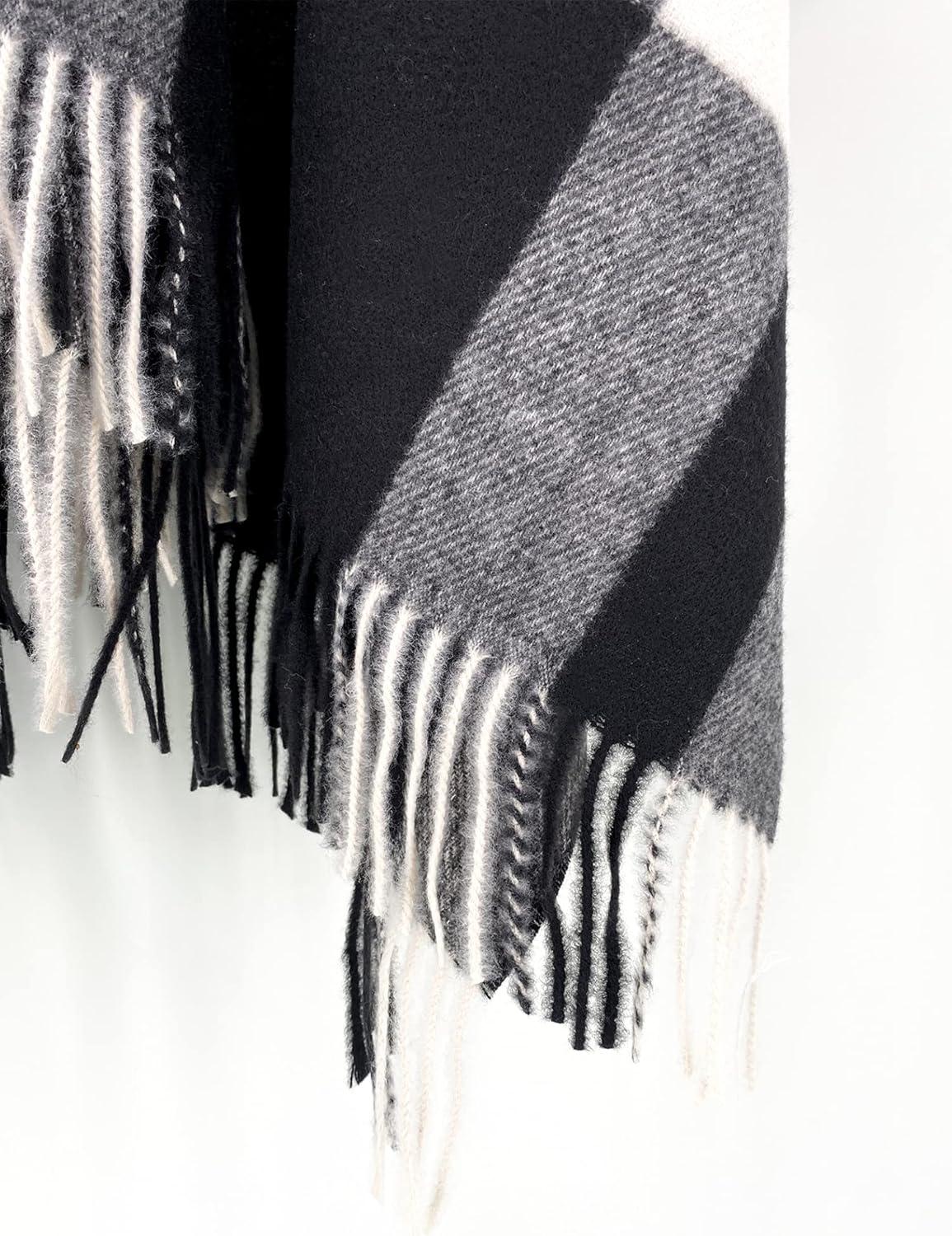 imageMoss Rose Womens Travel Plaid Shawl Wrap Open Front Poncho Cape for Fall WinterB Midnight Beige