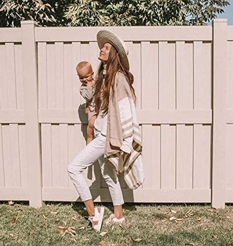 imageMoss Rose Womens Travel Plaid Shawl Wrap Open Front Poncho Cape for Fall WinterC Latte