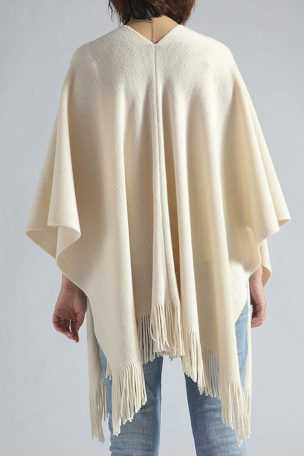 imageMoss Rose Womens Travel Plaid Shawl Wrap Open Front Poncho Cape for Fall WinterE Beige Rivets