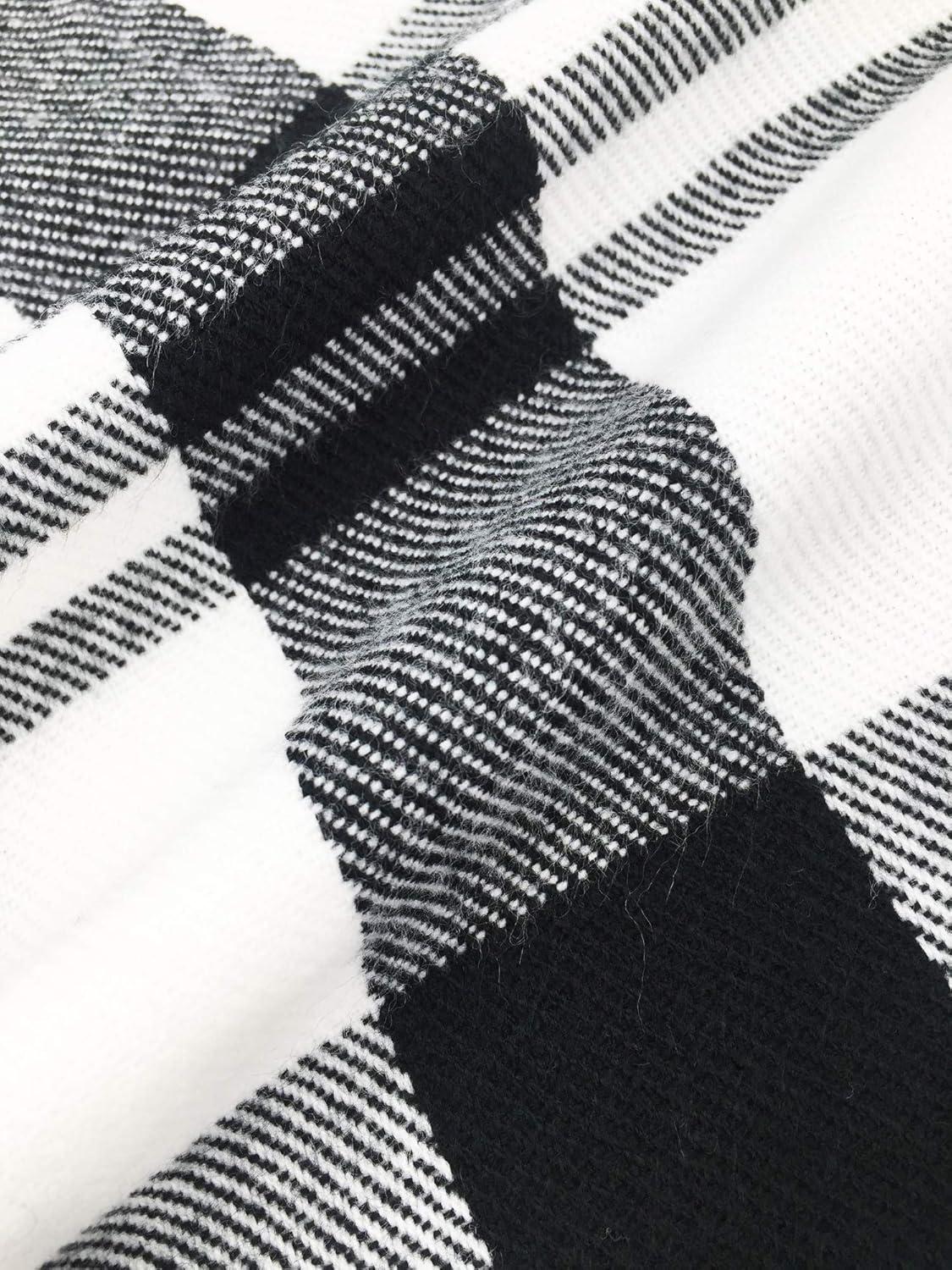 imageMoss Rose Womens Travel Plaid Shawl Wrap Open Front Poncho Cape for Fall WinterE Black Grid