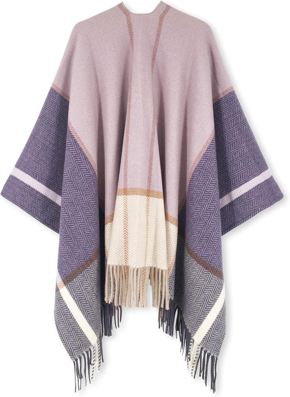 imageMoss Rose Womens Travel Plaid Shawl Wrap Open Front Poncho Cape for Fall WinterG Cupcake