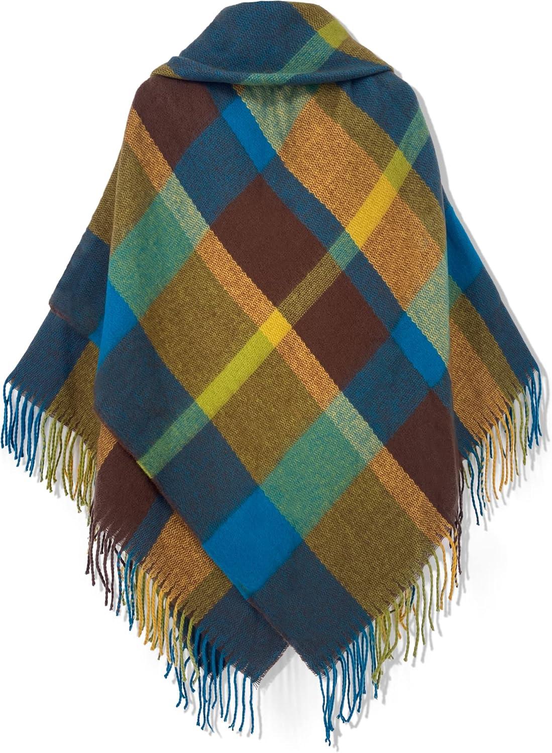 imageMoss Rose Womens Travel Plaid Shawl Wrap Open Front Poncho Cape for Fall WinterMulticolored