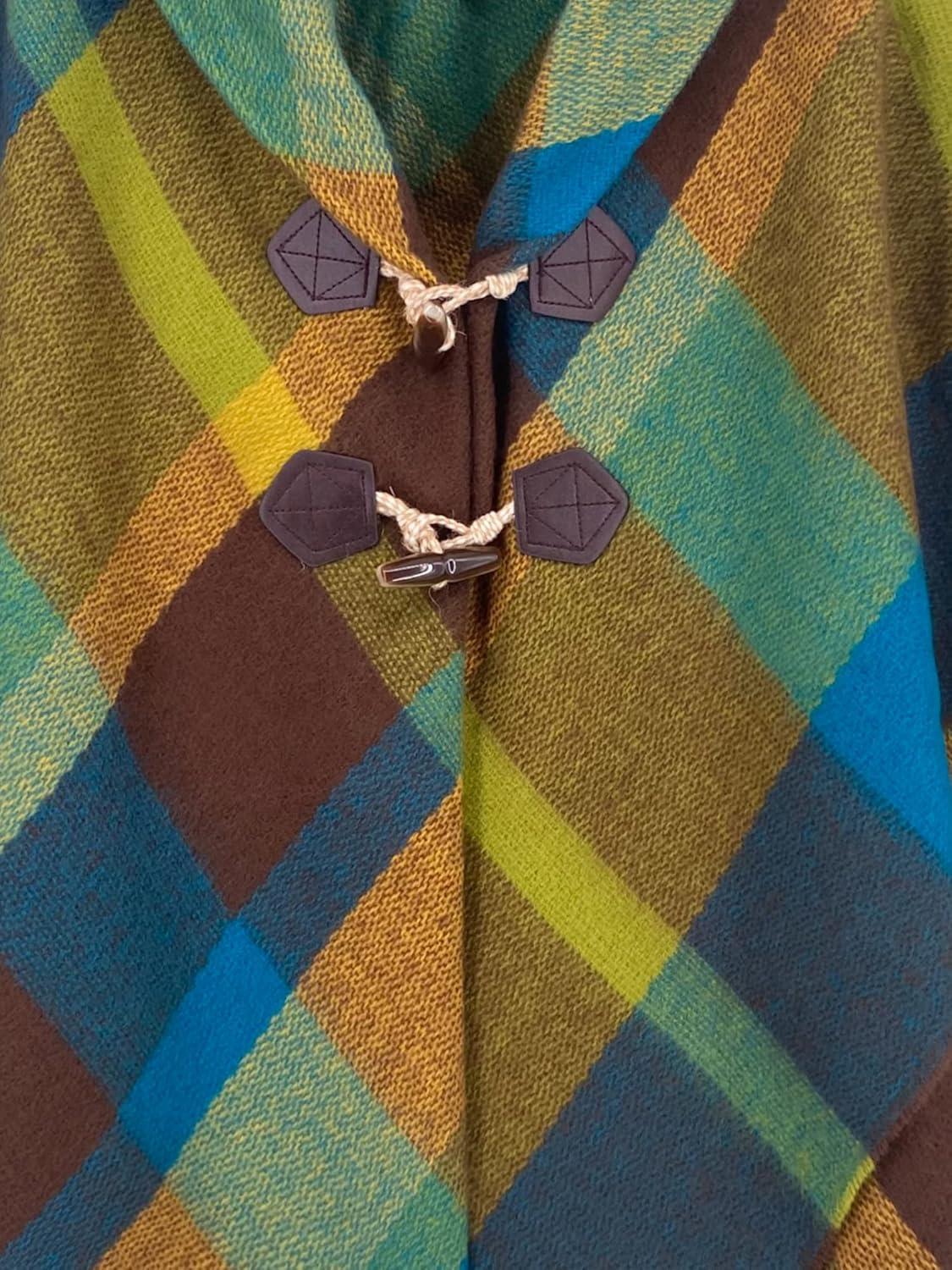 imageMoss Rose Womens Travel Plaid Shawl Wrap Open Front Poncho Cape for Fall WinterMulticolored