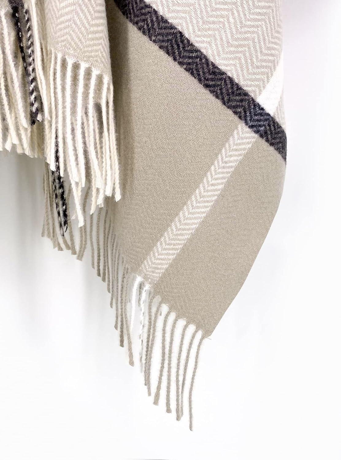 imageMoss Rose Womens Travel Plaid Shawl Wrap Open Front Poncho Cape for Fall WinterPeach Tan