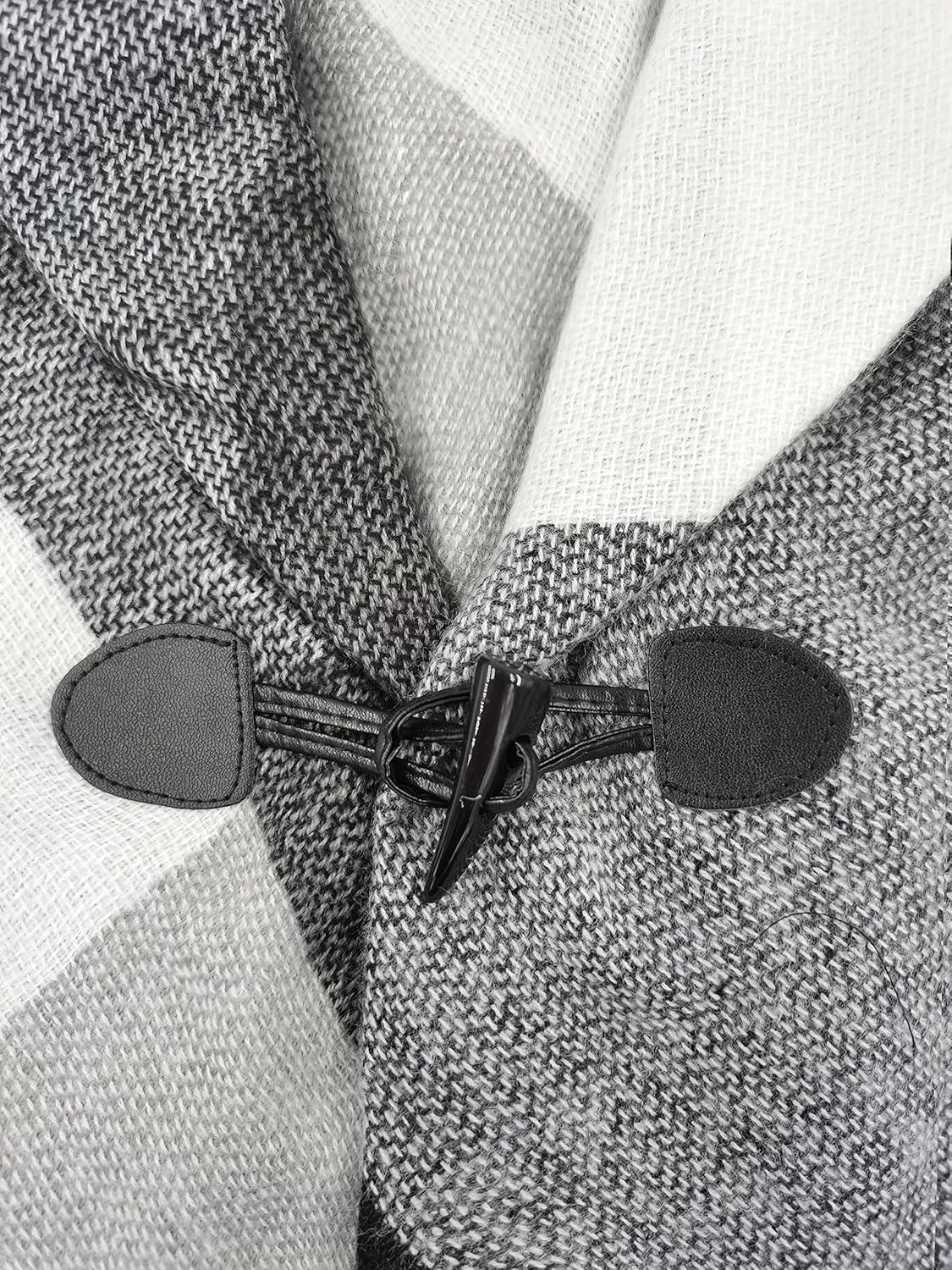 imageMoss Rose Womens Travel Plaid Shawl Wrap Open Front Poncho Cape for Fall WinterRaincloud