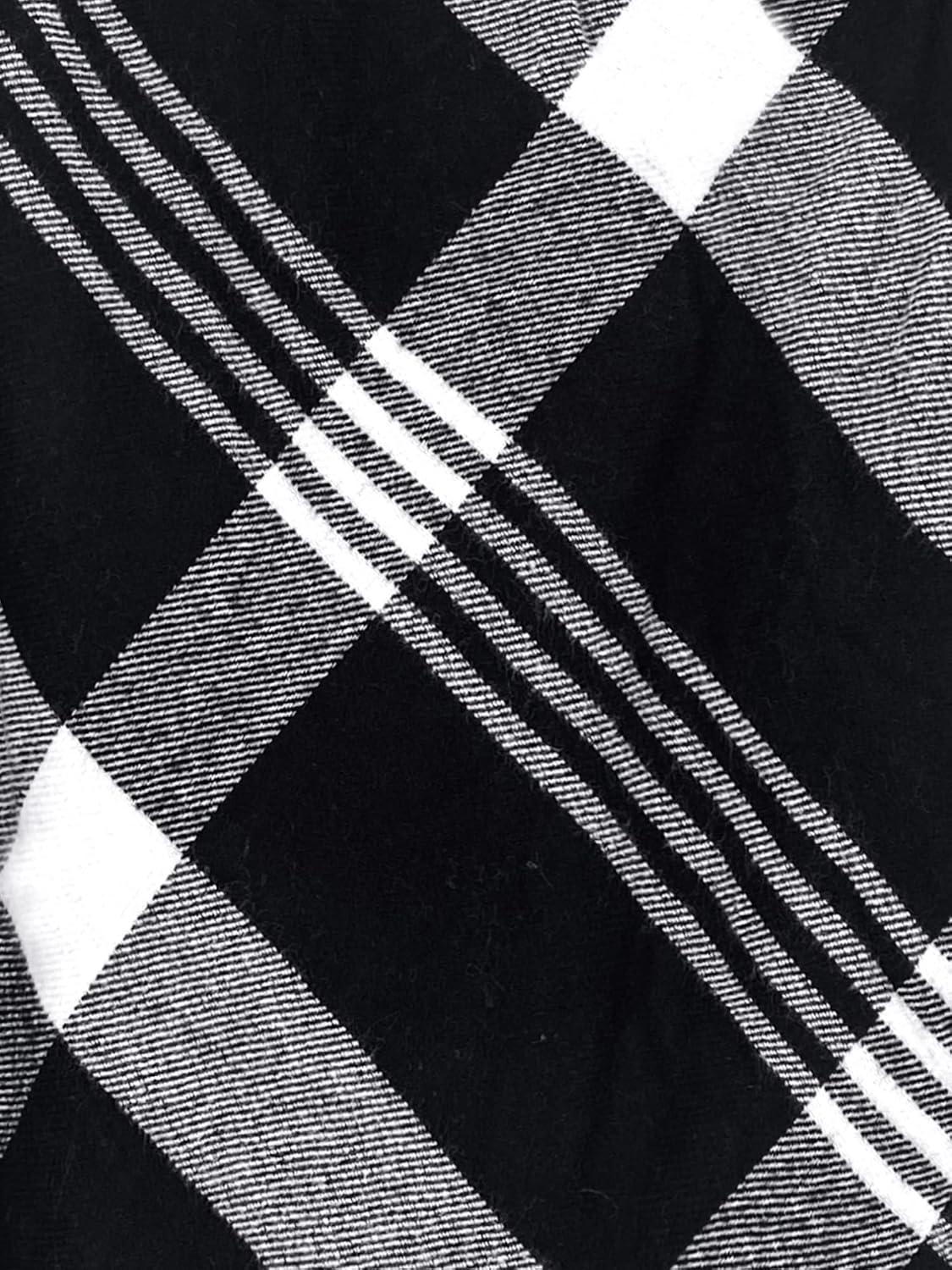 imageMoss Rose Womens Travel Plaid Shawl Wrap Open Front Poncho Cape for Fall WinterWhite Black