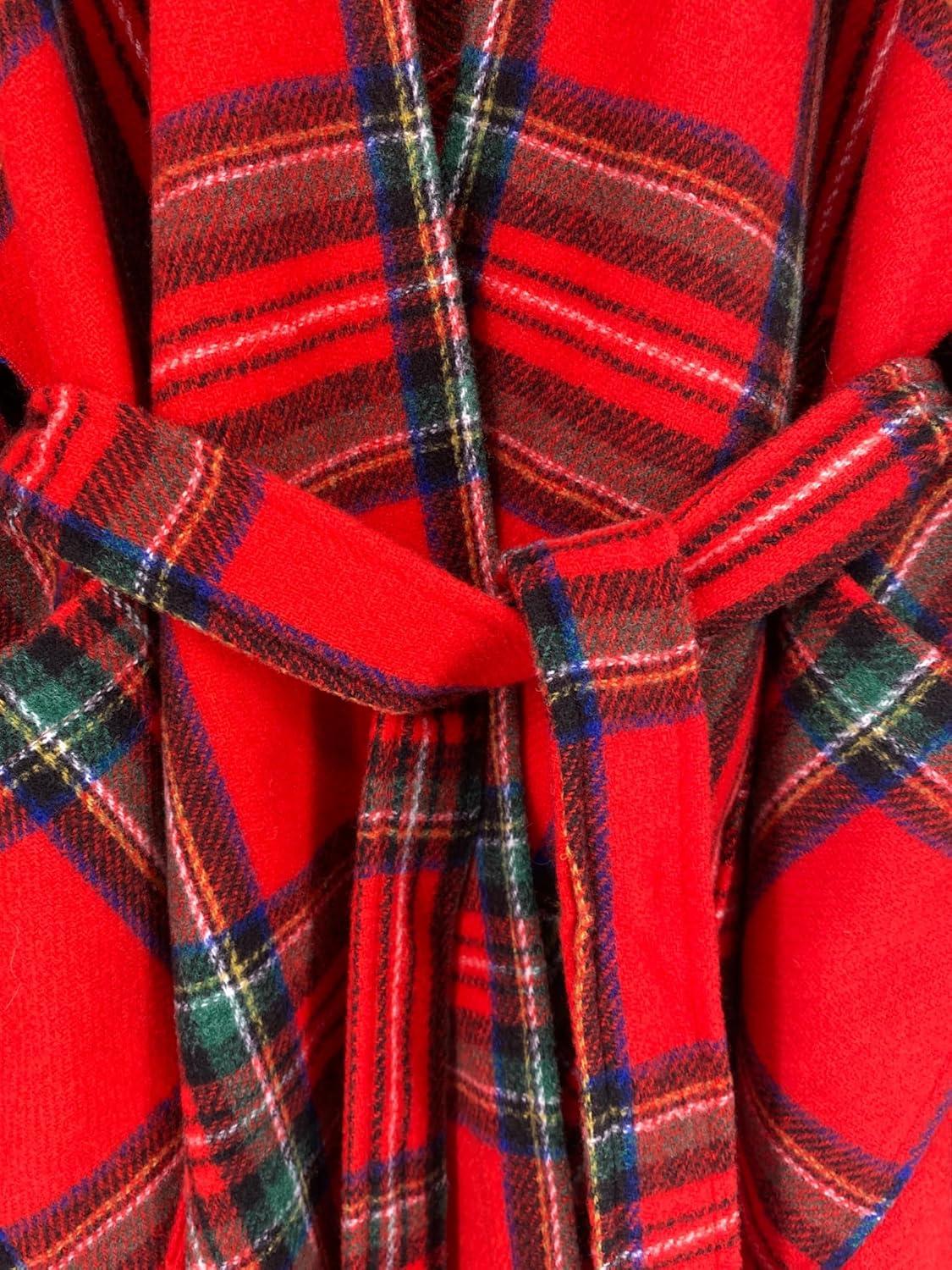 imageMoss Rose Womens Travel Plaid Shawl Wrap Open Front Poncho Cape for Fall WinterZ Plaid Red