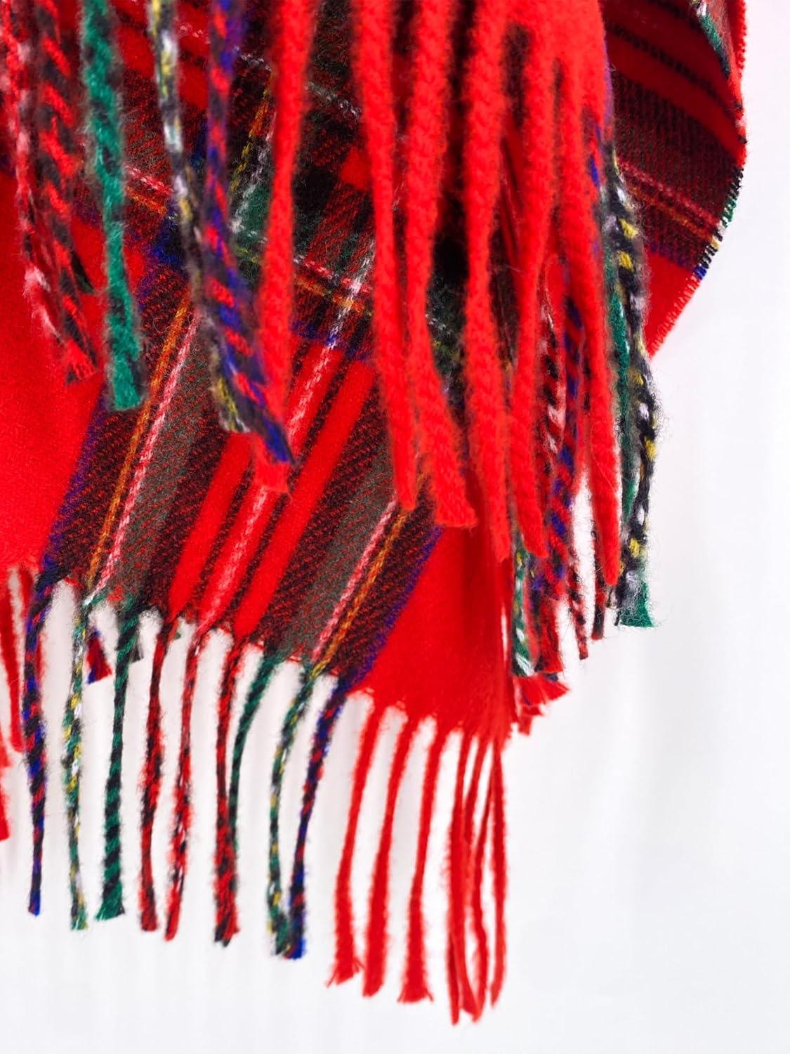 imageMoss Rose Womens Travel Plaid Shawl Wrap Open Front Poncho Cape for Fall WinterZ Plaid Red