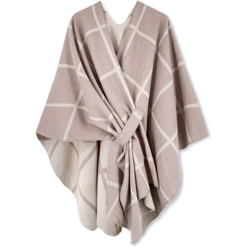 imageMoss Rose Womens Shawl Wrap Poncho Ruana Cape Open Front Cardigan Shawls for Fall WinterAz Crepe and Bone