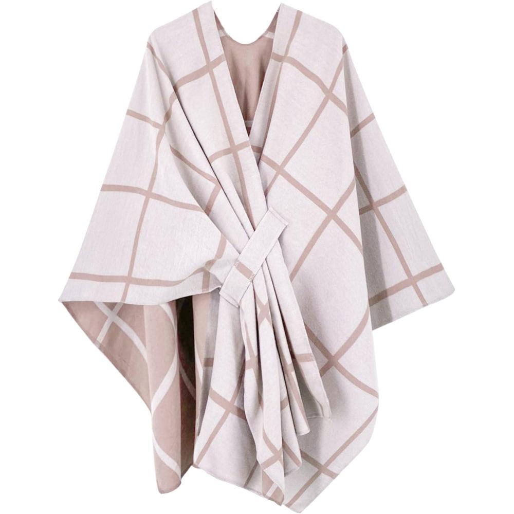 imageMoss Rose Womens Shawl Wrap Poncho Ruana Cape Open Front Cardigan Shawls for Fall WinterAz Sand Oyster