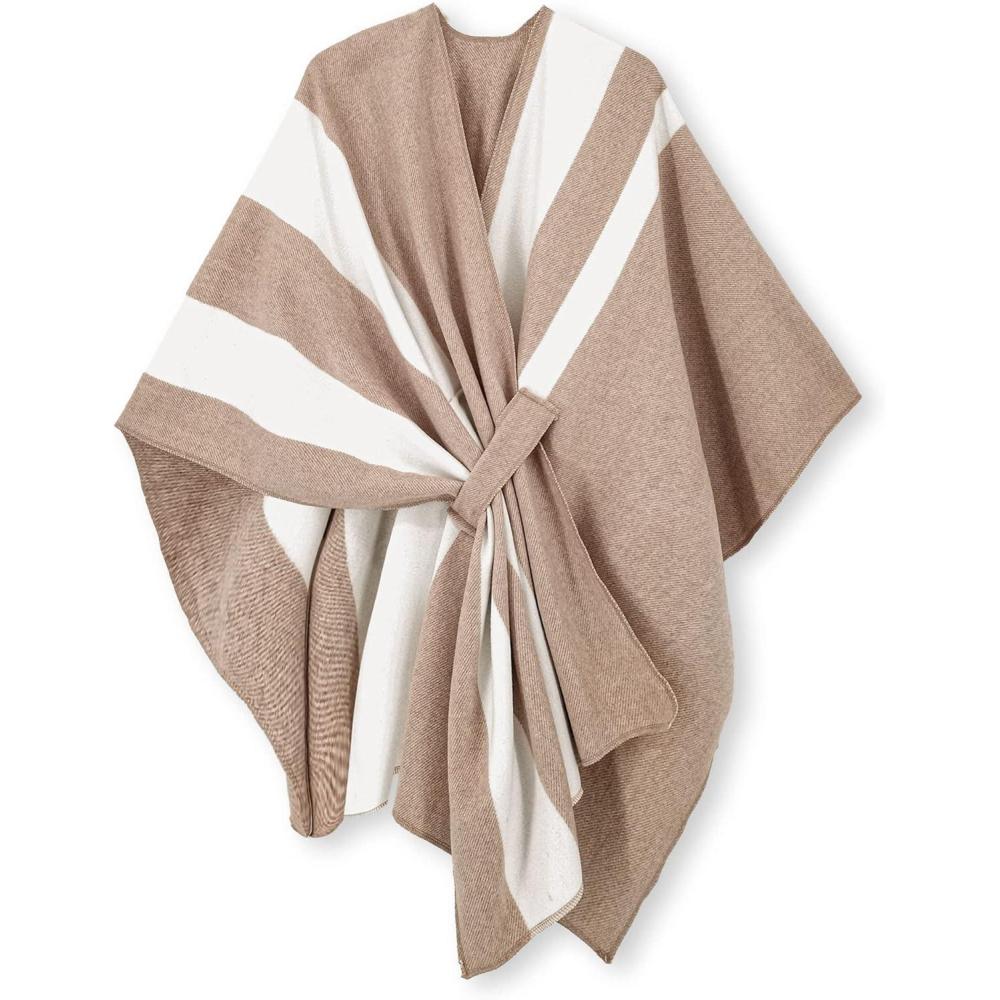 imageMoss Rose Womens Shawl Wrap Poncho Ruana Cape Open Front Cardigan Shawls for Fall WinterBa Latte Cream