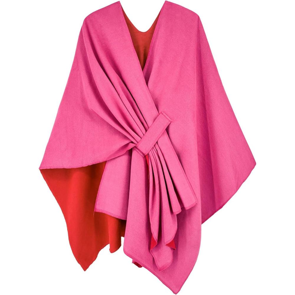 imageMoss Rose Womens Shawl Wrap Poncho Ruana Cape Open Front Cardigan Shawls for Fall WinterRose
