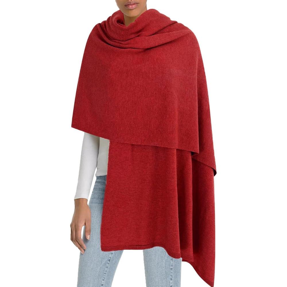 imageMoss Rose Womens Shawl Wrap Poncho Ruana Cape Open Front Cardigan Shawls for Fall WinterZscarf Red