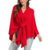 imageMoss Rose Womens Elegant Shawl Wraps Soft Open Front Poncho Sweater for Spring Fall WinterAred