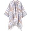 imageMoss Rose Womens Travel Plaid Shawl Wrap Open Front Poncho Cape for Fall WinterA Glacier Grey