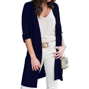 Moss Rose Women’s Classic Sweaters Cardigan Long Sleeve Knit Coat Outwear with Pocket Available in Plus Size(Z Navy Blue)