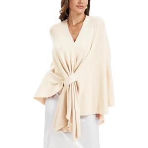 Moss Rose Womens Elegant Shawl Wraps Soft Open Front Poncho Sweater for Spring Fall Winter(A-apricot)