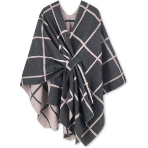 Moss Rose Women’s Shawl Wrap Poncho Ruana Cape Open Front Cardigan Shawls for Fall Winter(Az Gray and Khaki)