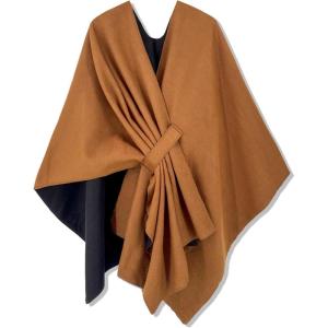 Moss Rose Women’s Shawl Wrap Poncho Ruana Cape Open Front Cardigan Shawls for Fall Winter(Camel)
