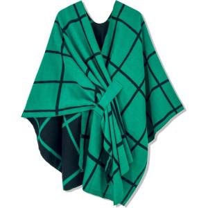 Moss Rose Women’s Shawl Wrap Poncho Ruana Cape Open Front Cardigan Shawls for Fall Winter(Green&black)
