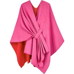 Moss Rose Women’s Shawl Wrap Poncho Ruana Cape Open Front Cardigan Shawls for Fall Winter(Rose)