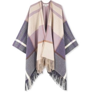 Moss Rose Women’s Travel Plaid Shawl Wrap Open Front Poncho Cape for Fall Winter(G Cupcake)