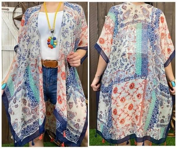 imageMoss Rose Womens Beach Cover up Swimsuit Kimono with Bohemian Floral Print Loose Casual Resort WearC Multi Flower
