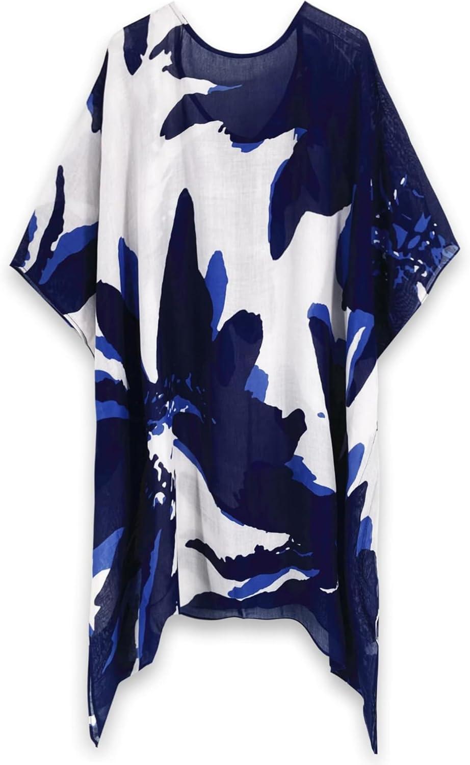 imageMoss Rose Womens Beach Kaftan Dresses Kimono Swimsuit Cover up for Bathing Suit with Floral Pattern