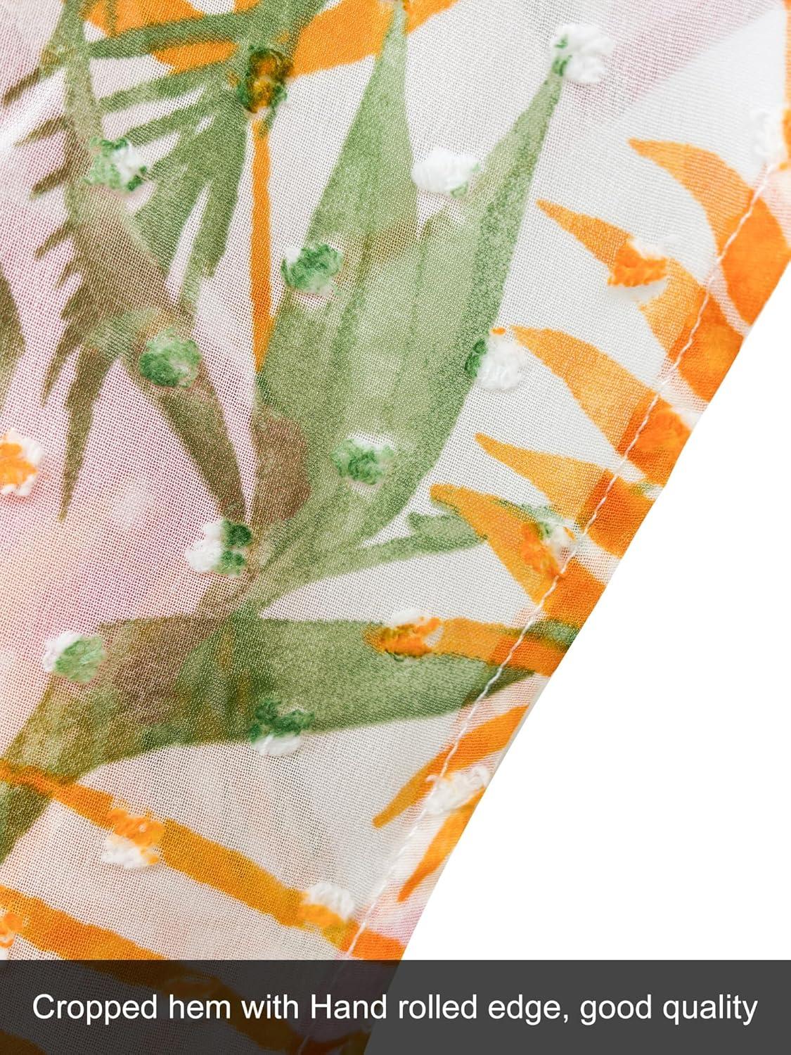 imageMoss Rose Womens Beach Kimono Coverup Sheer Chiffon Cover Ups Casual Loose Open Front Cardigan TopsOrange Floral Print