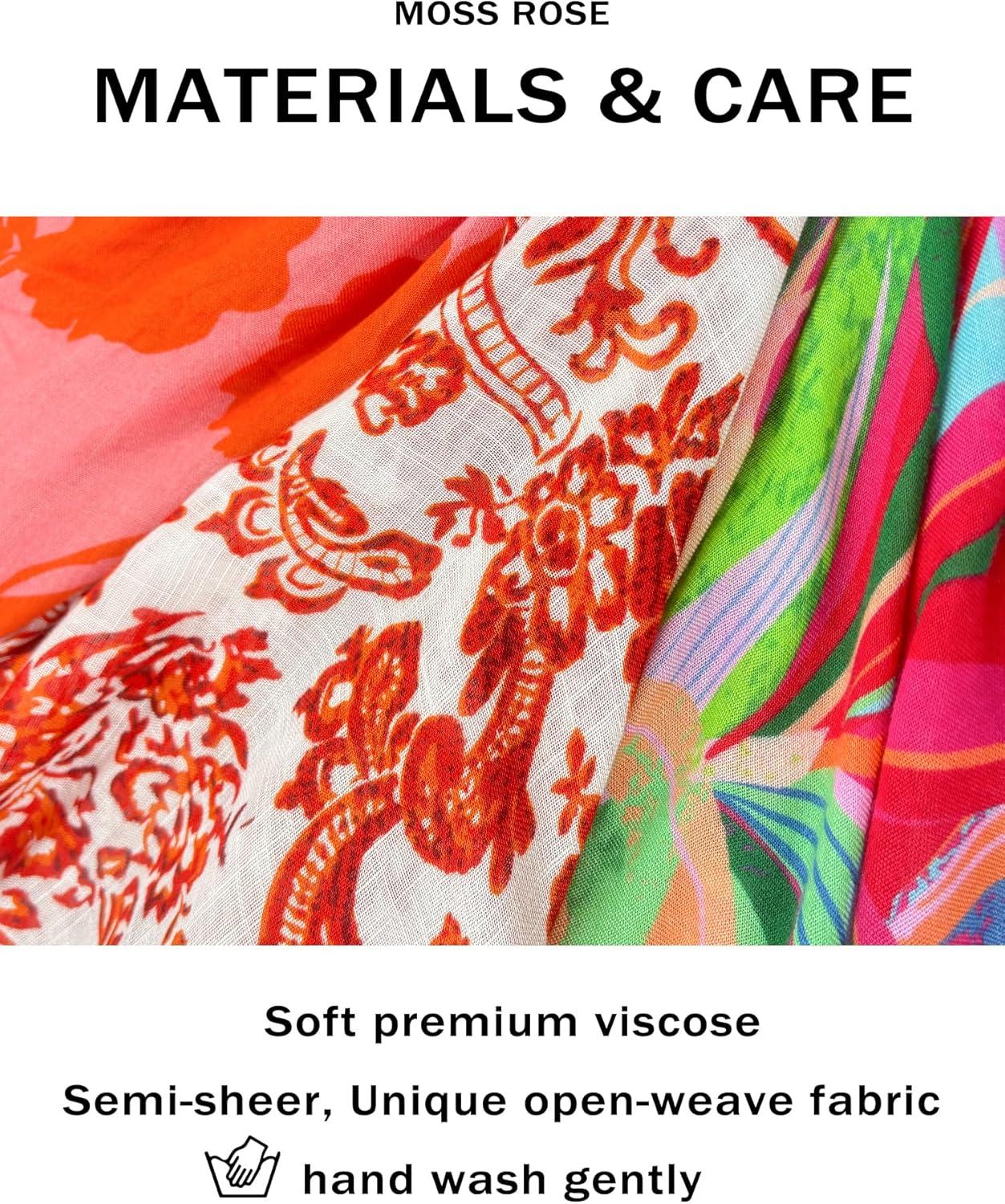 imageMoss Rose Womens Swimsuit Cover up Beach Kaftan for Bathing Suit with Floral PatternBluefloral