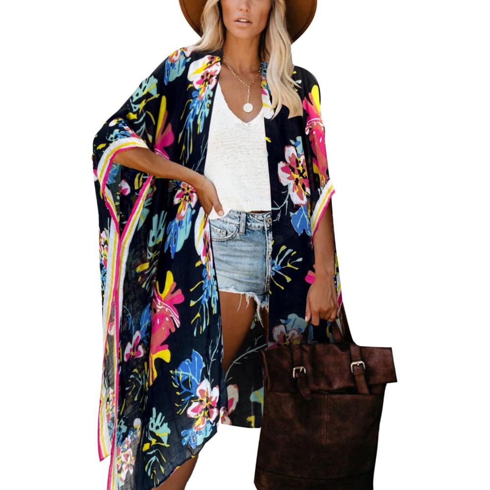 imageMoss Rose Women Summer Bikini Kimono Bathing Suit Cover Ups for SwimwearB Tropical Garden