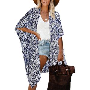Moss Rose Women Summer Bikini Kimono Bathing Suit Cover Ups for Swimwear(A Deepskyblue)