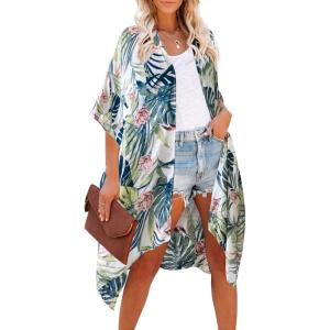 Moss Rose Women Summer Bikini Kimono Bathing Suit Cover Ups for Swimwear(A Palm Leaf)