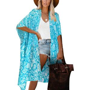 Moss Rose Women Summer Bikini Kimono Bathing Suit Cover Ups for Swimwear(Aqua)