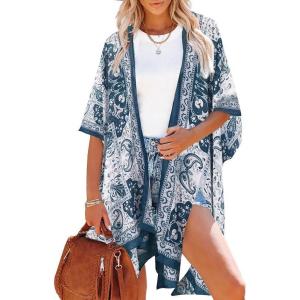 Moss Rose Women Summer Bikini Kimono Bathing Suit Cover Ups for Swimwear(B Green Paisley)
