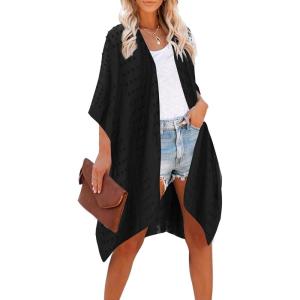 Moss Rose Women Summer Bikini Kimono Bathing Suit Cover Ups for Swimwear(Black 1)