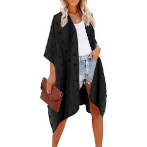 Moss Rose Women Summer Bikini Kimono Bathing Suit Cover Ups for Swimwear(Black2)