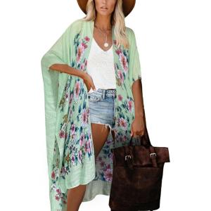 Moss Rose Women Summer Bikini Kimono Bathing Suit Cover Ups for Swimwear(C Mint Garden)