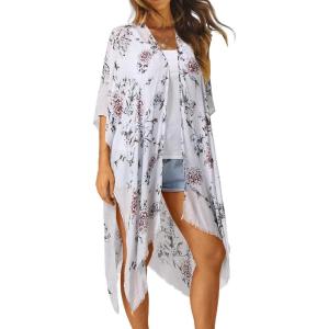 Moss Rose Women Summer Bikini Kimono Bathing Suit Cover Ups for Swimwear(Light Grey)