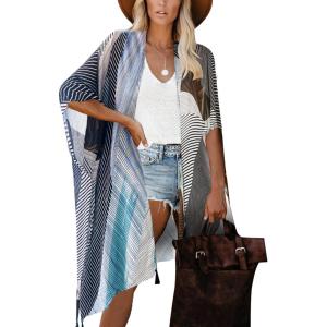 Moss Rose Women’s Beach Cover up Swimsuit Kimono with Bohemian Floral Print, Loose Casual Resort Wear(Aa Merel)
