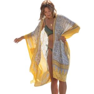 Moss Rose Women’s Beach Cover up Swimsuit Kimono with Bohemian Floral Print, Loose Casual Resort Wear(C Cream)