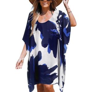 Moss Rose Women’s Beach Kaftan Dresses Kimono Swimsuit Cover up for Bathing Suit with Floral Pattern