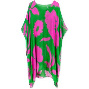Moss Rose Women’s Swimsuit Cover up Beach Kaftan for Bathing Suit with Floral Pattern(B Green Colorful)