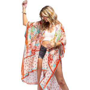 Moss Rose Women’s Beach Cover up Swimsuit Kimono with Bohemian Floral Print, Loose Casual Resort Wear(F Multicolor Red Print)